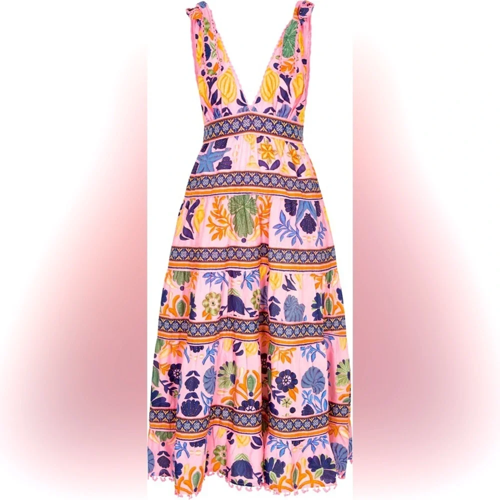 FARM Rio Pink and Blue Floral Midi Dress - Picture 3 of 11